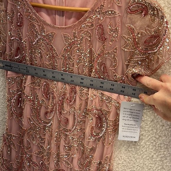 Pisarro Nights Dusty Pink Sequin Short Sleeve Minidress Size XS - Picture 3 of 5
